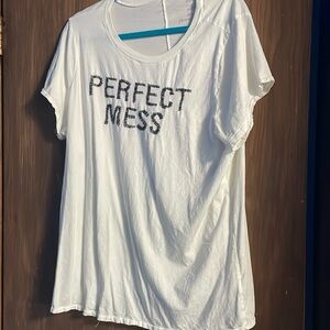 Size 3x white vintage styled perfect mess t-shirt